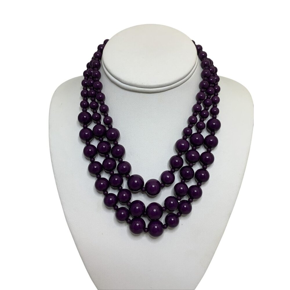 Triple Strand Purple Graduated Bead Necklace (1948)